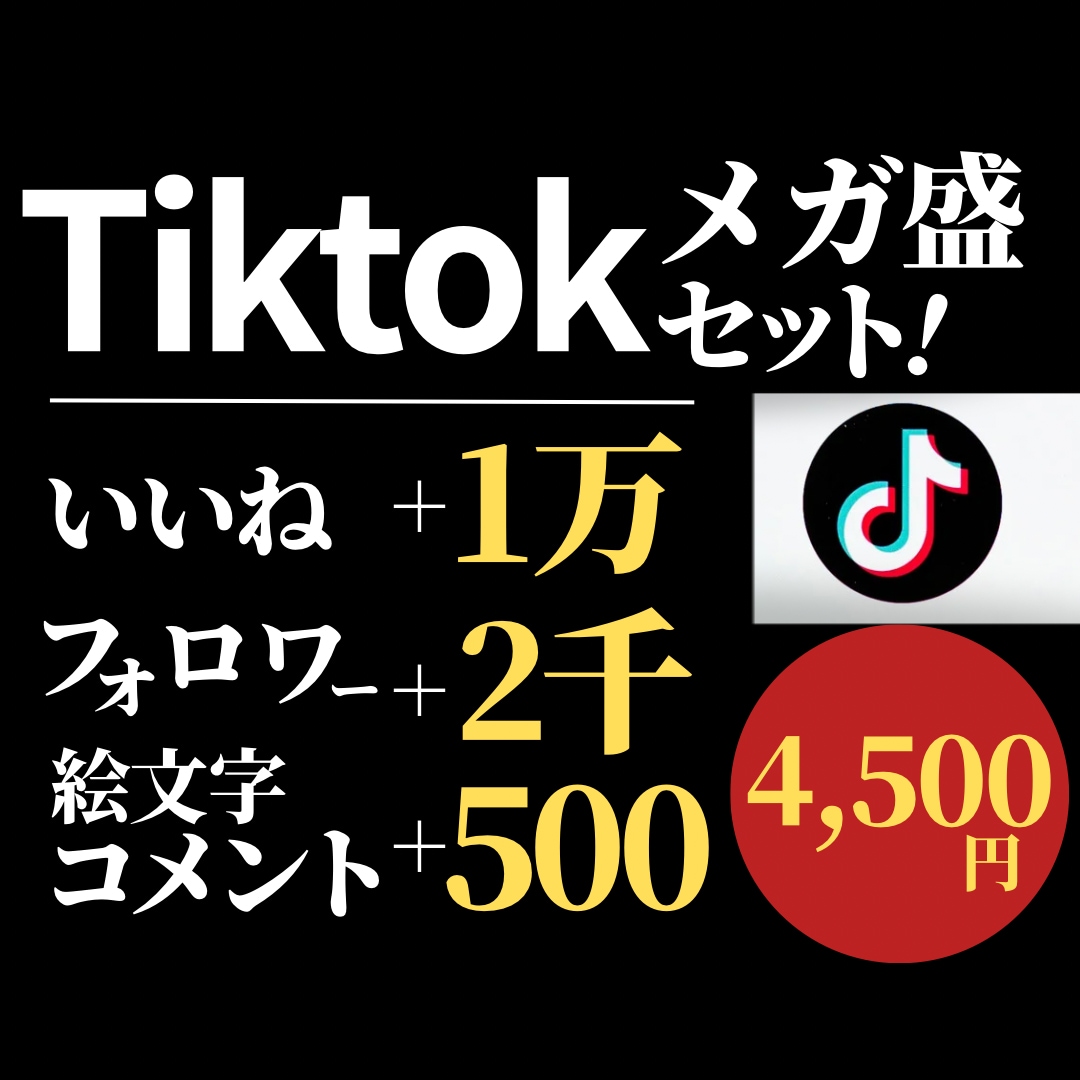 Tiktokメガ盛セット！アカウントを盛り上げます フォロワー、いいね、コメントが一気に増えるお買い得セット！ イメージ1