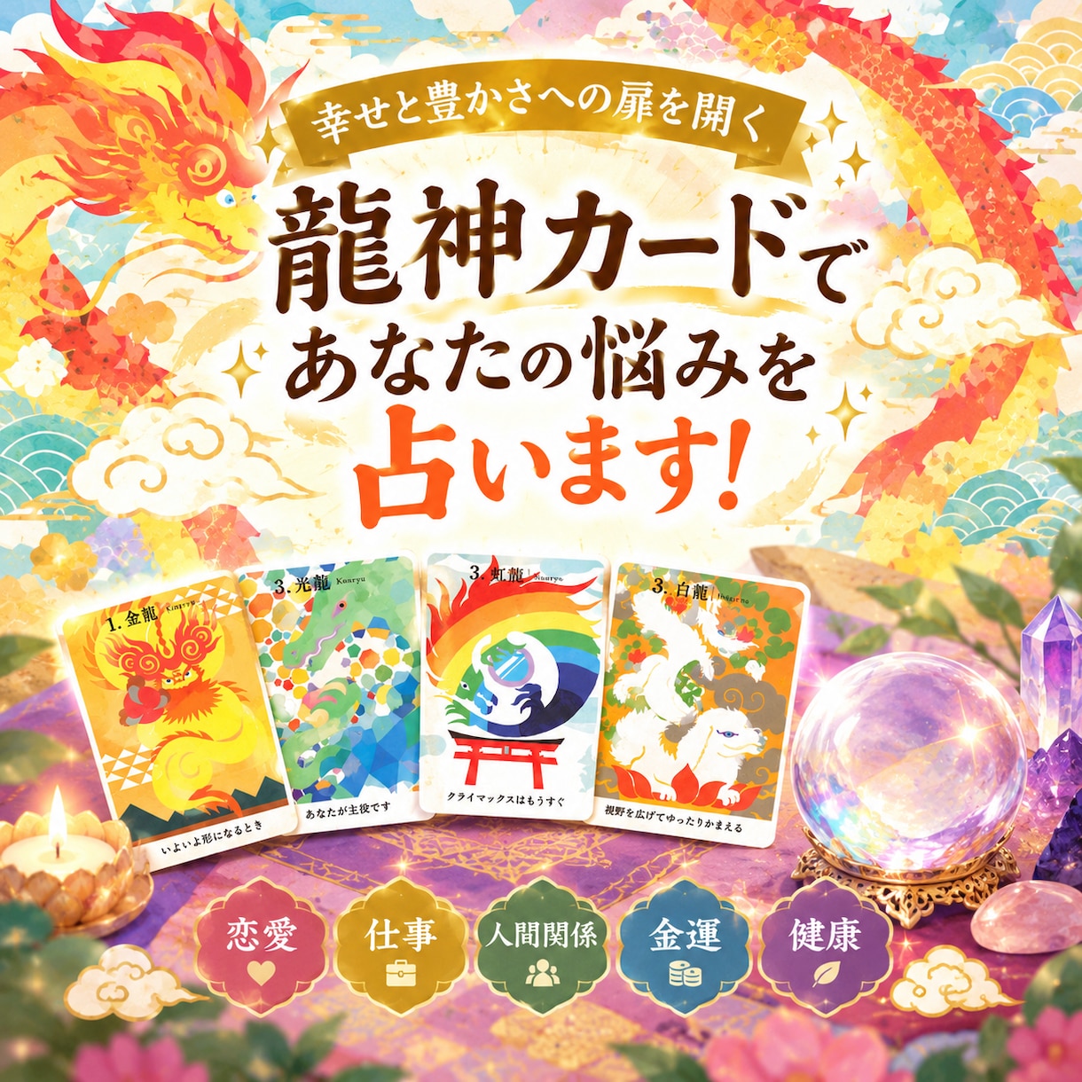 龍神カードであなたの悩みを占います 龍神様からの優しい言葉であなたの悩みを紐解きます！ イメージ1