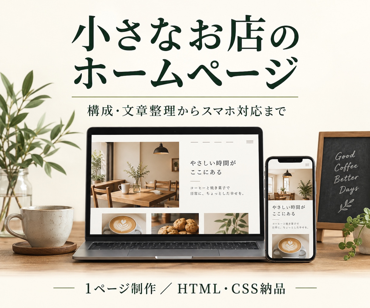 店舗の魅力が伝わる小規模ホームページを作ります 構成・文章整理からスマホ対応まで。１ページ制作 イメージ1
