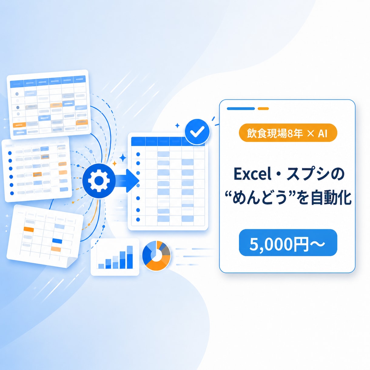 GAS &スプシで繰り返し作業を自動化します 飲食現場8年×AI。   手作業のしんどさを根こそぎ消します イメージ1
