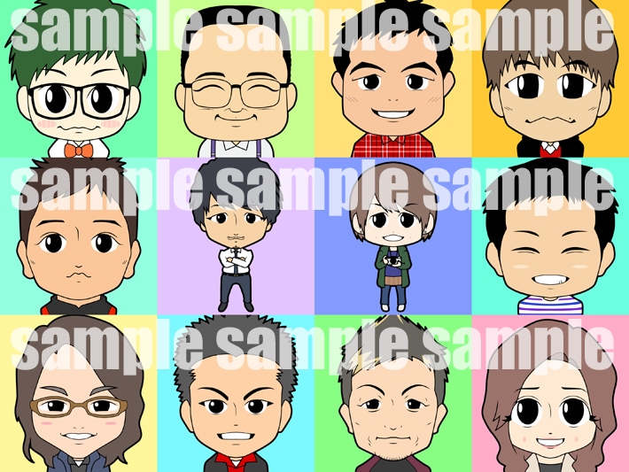 ＳＮＳ用・名刺用似顔絵アイコン描きます あなたをかわいいデフォルメちびキャラ二頭身に！ イメージ1