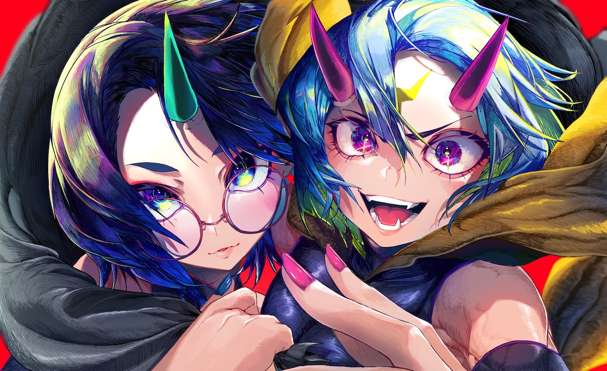 ビビットカラーカッコ可愛い女の子イラストを描きます 可愛いけどカッコイイ、バチバチの彩色イラストが得意です イメージ1