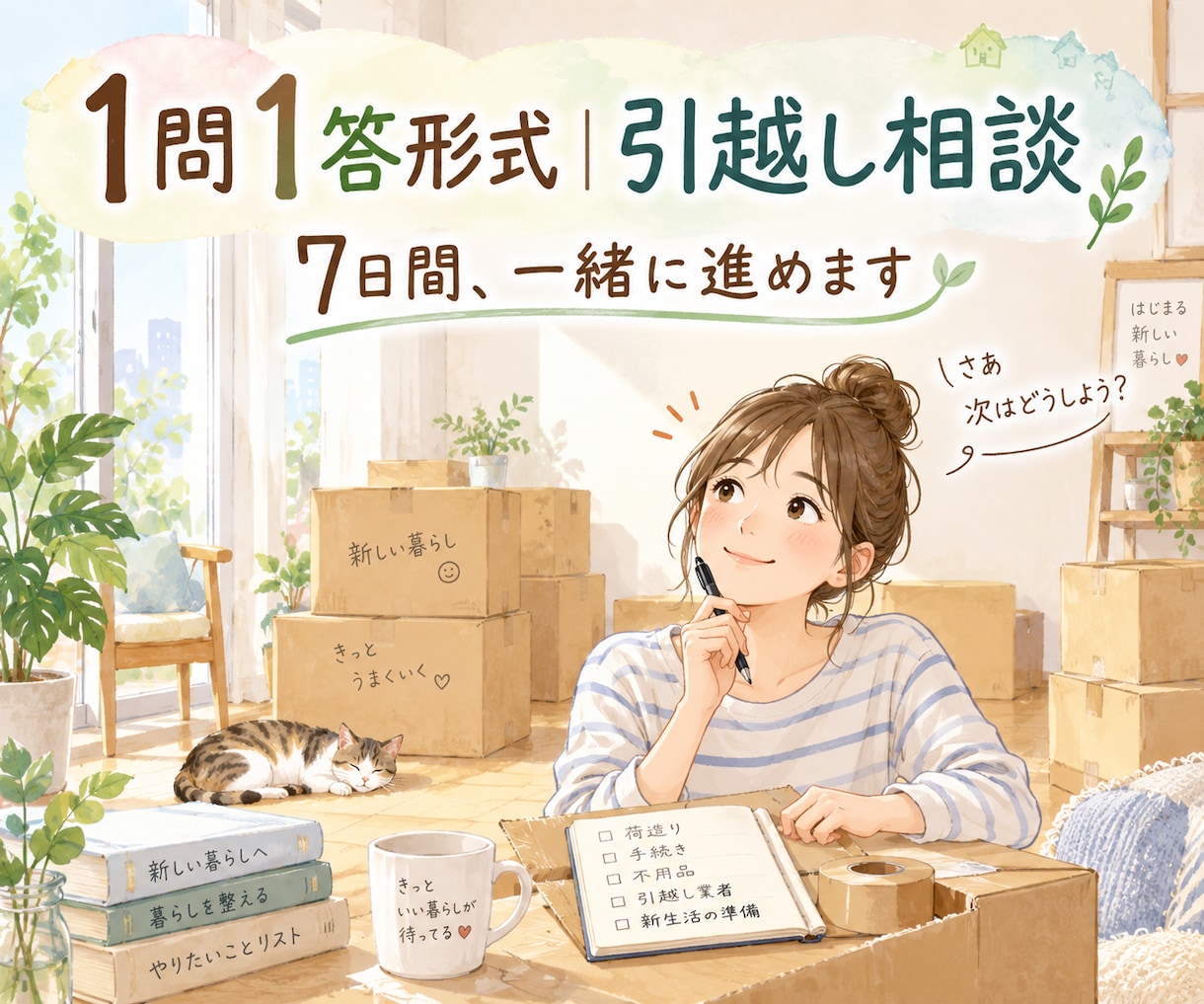 ７日間伴走｜引越し相談受け付けます 引越し前から引越し後まで♪１問１答形式でお答えします イメージ1