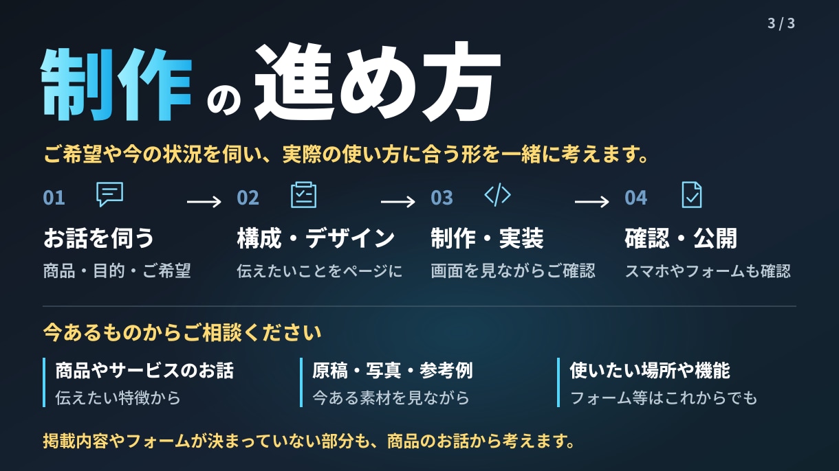 商品やサービスの魅力が伝わるLPを制作します 伝える順番を一緒に考え、構成とデザインを整えます イメージ3