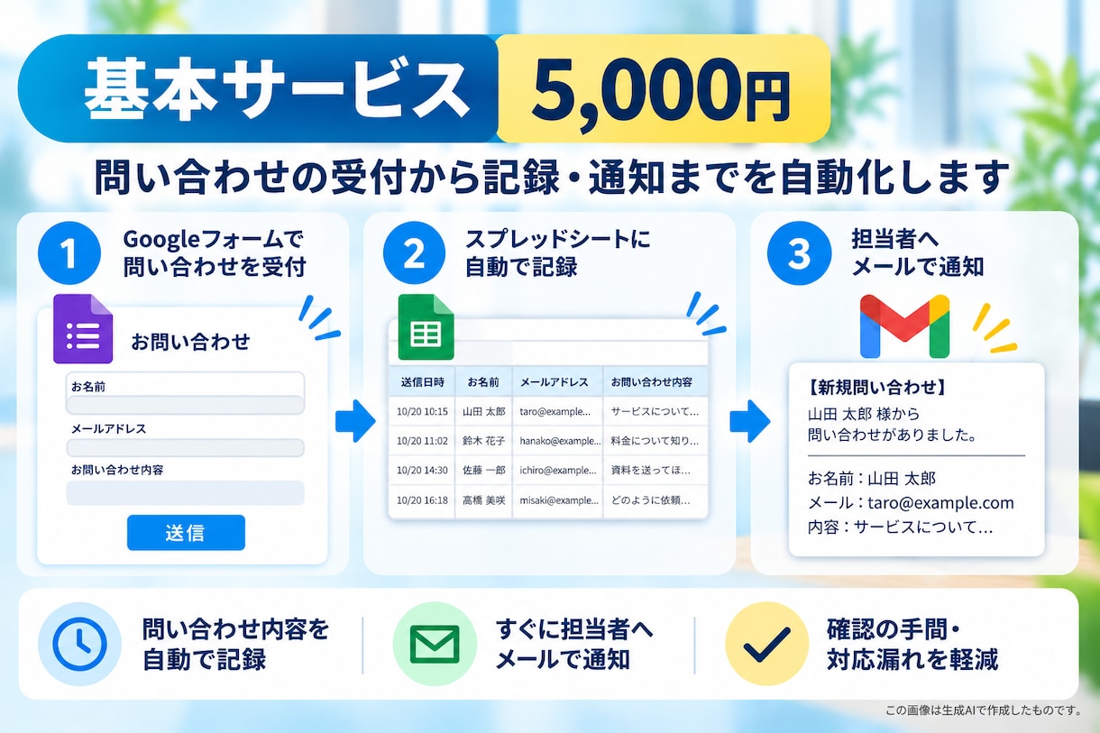 お客様からの問い合わせ対応をもっと楽にします 問い合わせの記録・通知を自動化！確認の手間・対応漏れを軽減 イメージ2