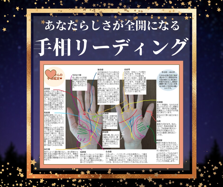 手相鑑定であなたの資質と才能を詳しく伝えます あなたに備わっている資源を分かりやすくお伝えします イメージ1