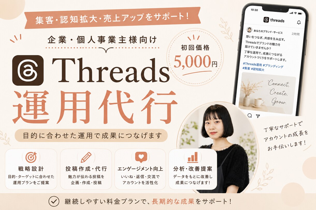Threadsの運用サポートします アカウント・投稿作成〜運用代行までご相談ください！ イメージ1