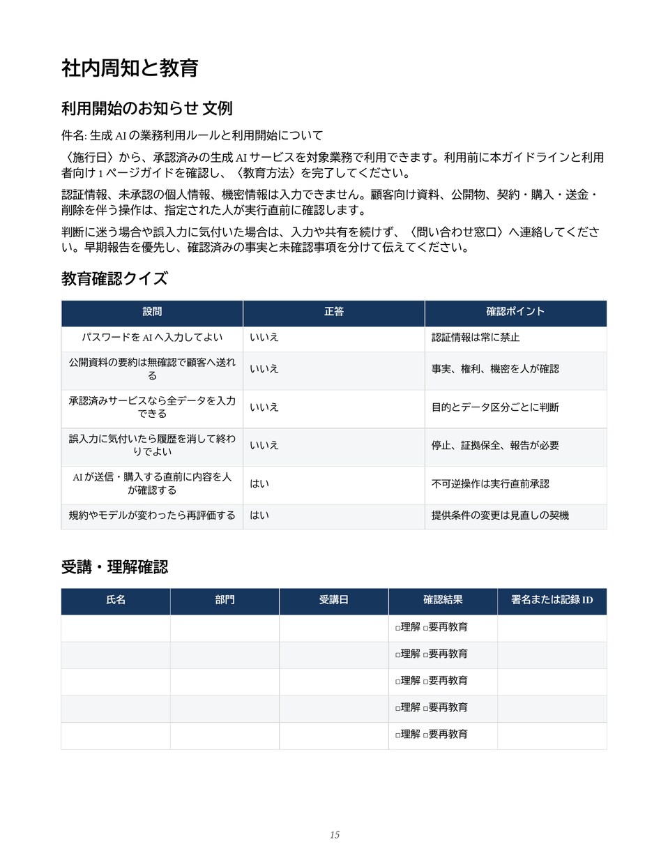 中小企業の生成AI利用ガイドラインを整備します 規程・申請票・台帳・事故対応まで一式整備 イメージ5