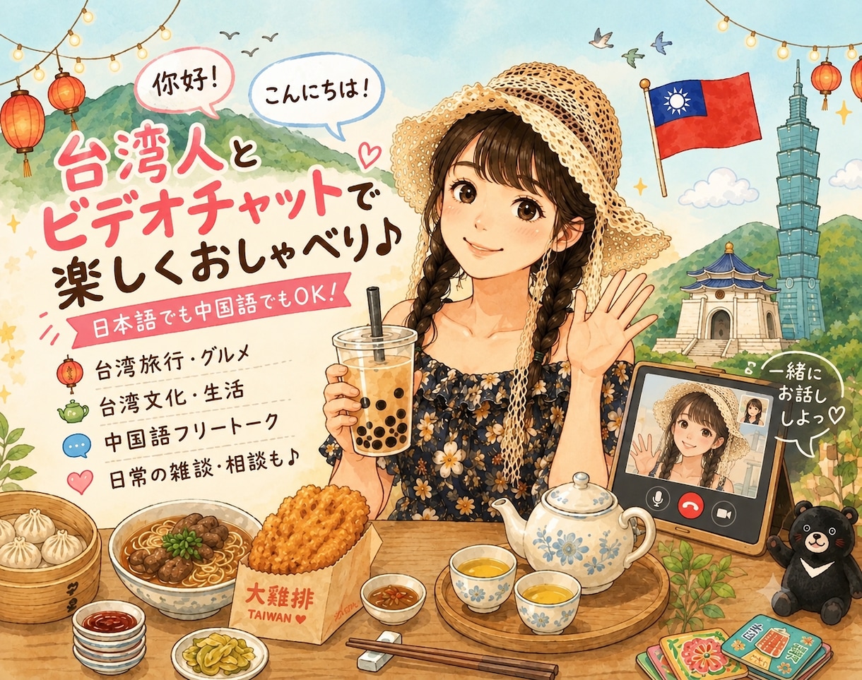 日本在住の台湾人と気軽にお喋りします 台湾文化・旅行・中国語・日台トーク歓迎！ イメージ1