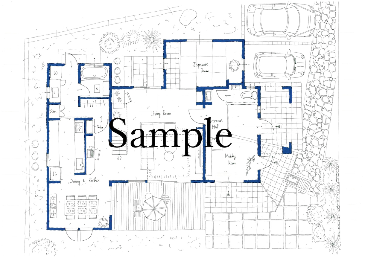 戸建て 暖かい手書き間取り図作成します プレゼンや不動産広告、今まで住んだおうちの記念などに！ イメージ3