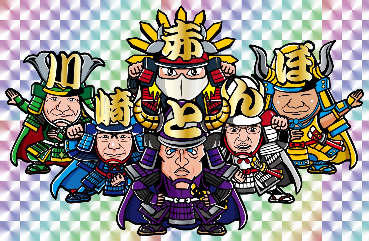 ビックリマンシール風その他テイストの似顔絵描きます プロレスグッズで実績のあるデザイナーが貴方の似顔絵を描きます イメージ9