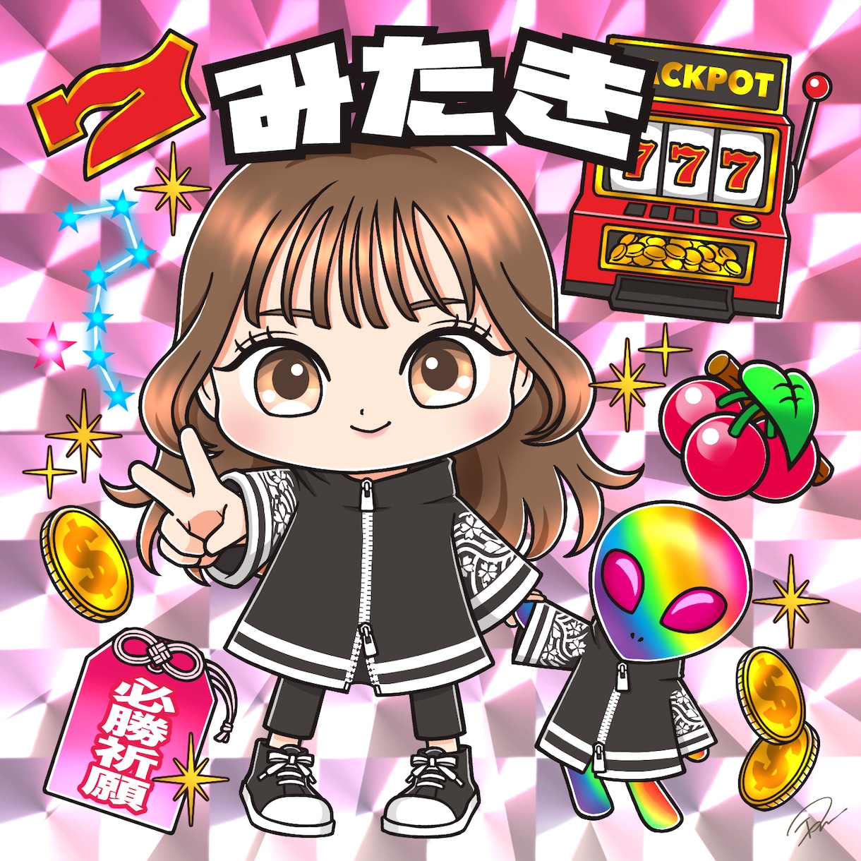 ビックリマン風のおしゃれなちびキャラを描きます シール化してお届けも可能です！ イメージ3