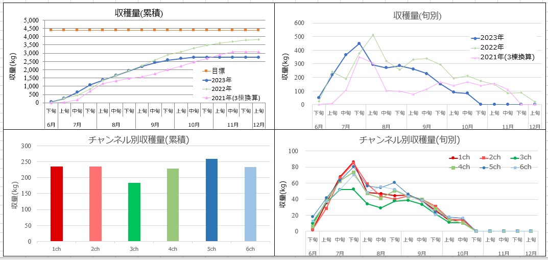 農家さん必見！収量をグラフ化するエクセル作成します 日々の収量を自動で集計。合計収量の集計やグラフ化が出来ます！ イメージ5