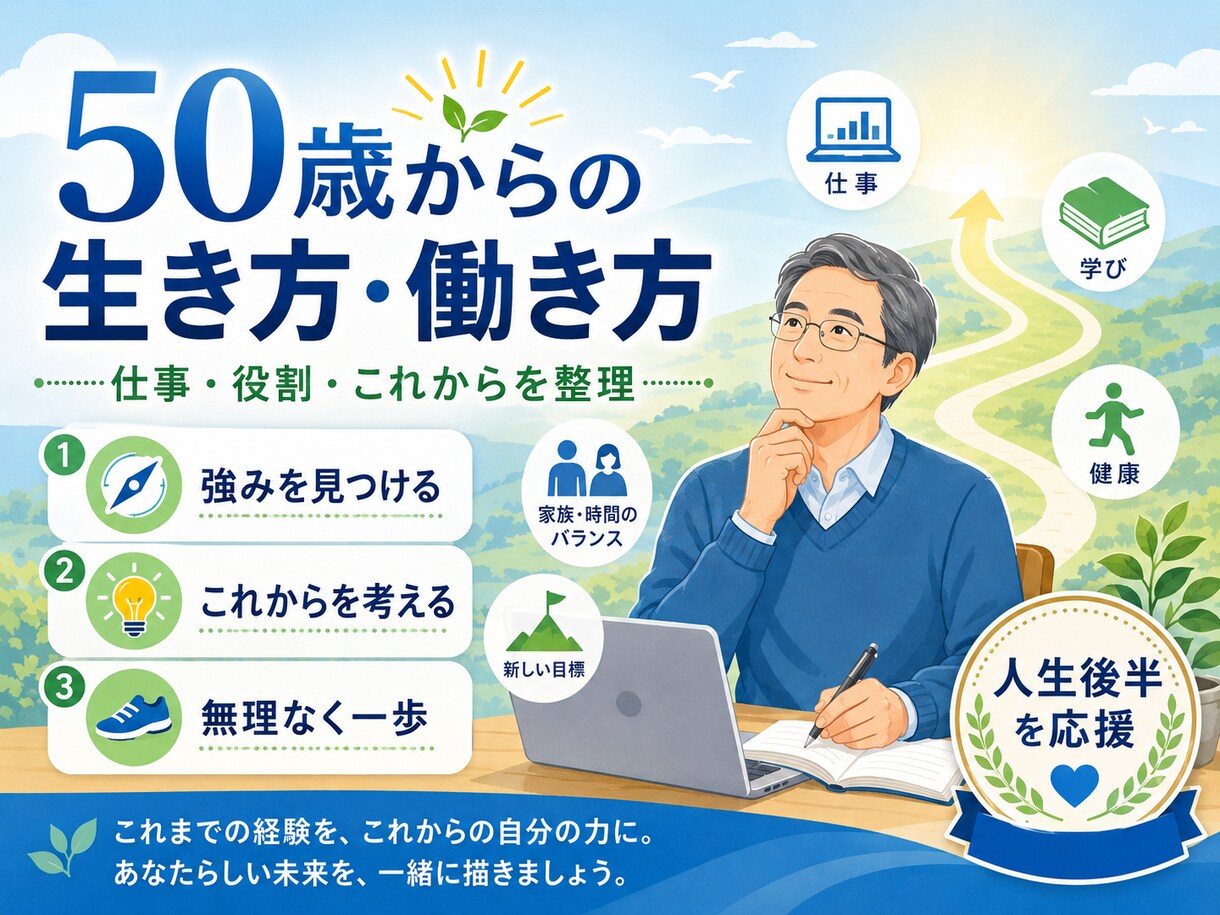 幸せな50歳からの生き方・働き方を創ります より良い人生後半のを作りましょう イメージ1