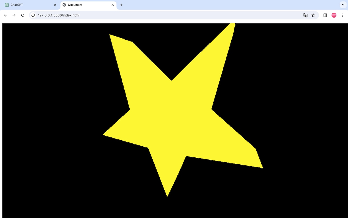 three.jsで星形のgeometory作ります 自作サイトに星形geometoryを作成致します。 イメージ1