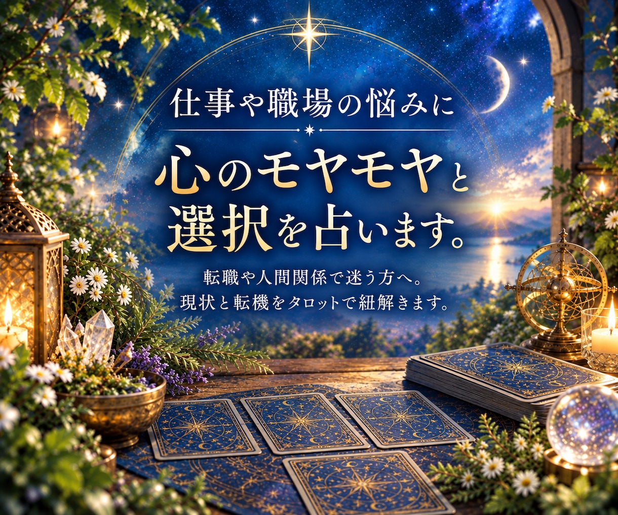 仕事や職場の悩みに｜心のモヤモヤと選択を占います 転職や人間関係で迷う方へ。現状と転機をタロットで紐解きます。 イメージ1