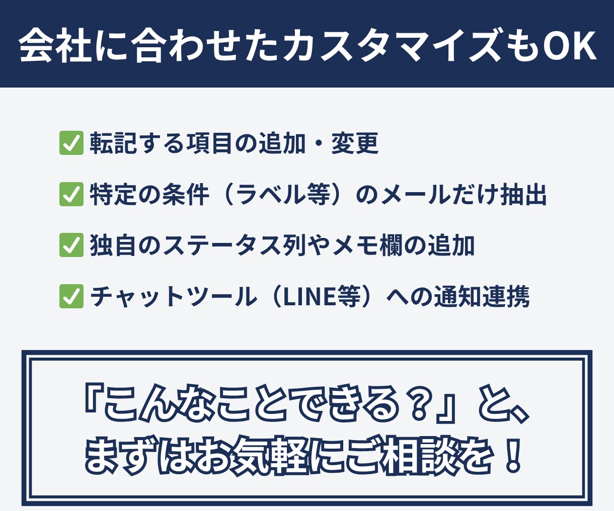 脱コピペ！Gmailの問い合わせを自動で転記します 毎日の面倒なコピペゼロ！問い合わせメールを完全自動化します イメージ4