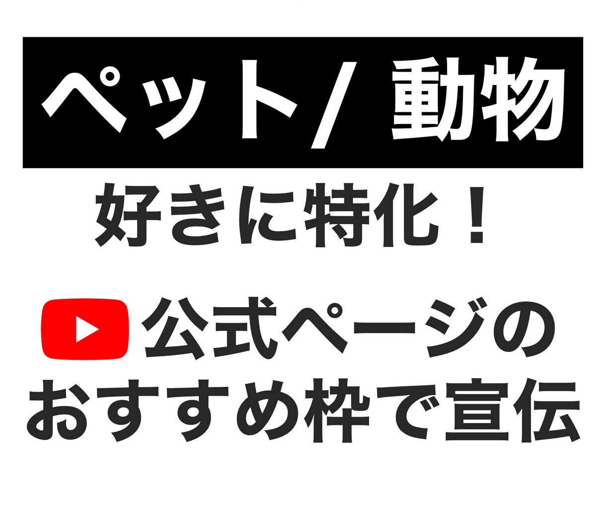 ペット/動物 に特化！公式のオススメ枠で宣伝します 「ペット/動物」好きだけにあなたの動画をPR！ イメージ1