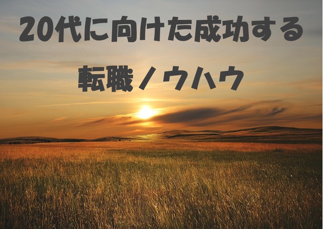 20代に向けた成功する転職ノウハウを教えます 2度の経験に基づいた現実的な転職戦略 イメージ1