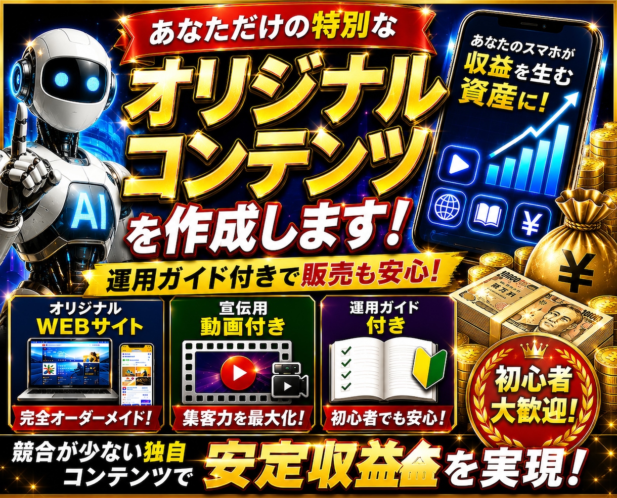 あなただけの特別なオリジナルコンテンツを作成します 購入前に無料鑑定できます！運用ガイド付きで販売も安心です！ イメージ1