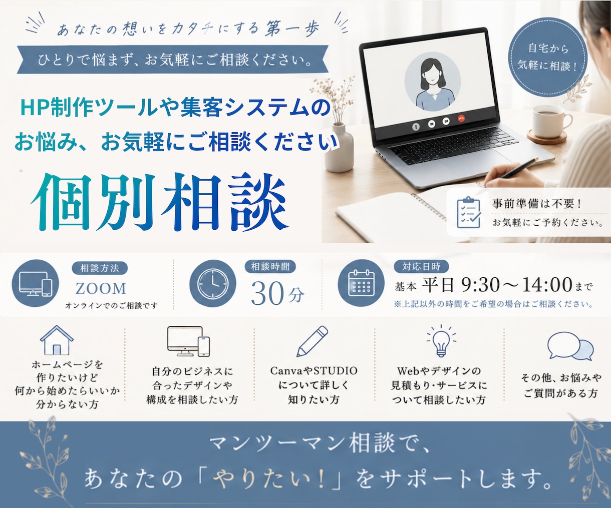 初心者歓迎★方向性が整うブランディング相談承ります 雰囲気・強み・理想のお客様から“あなたらしさ”を一緒に言語化 イメージ1