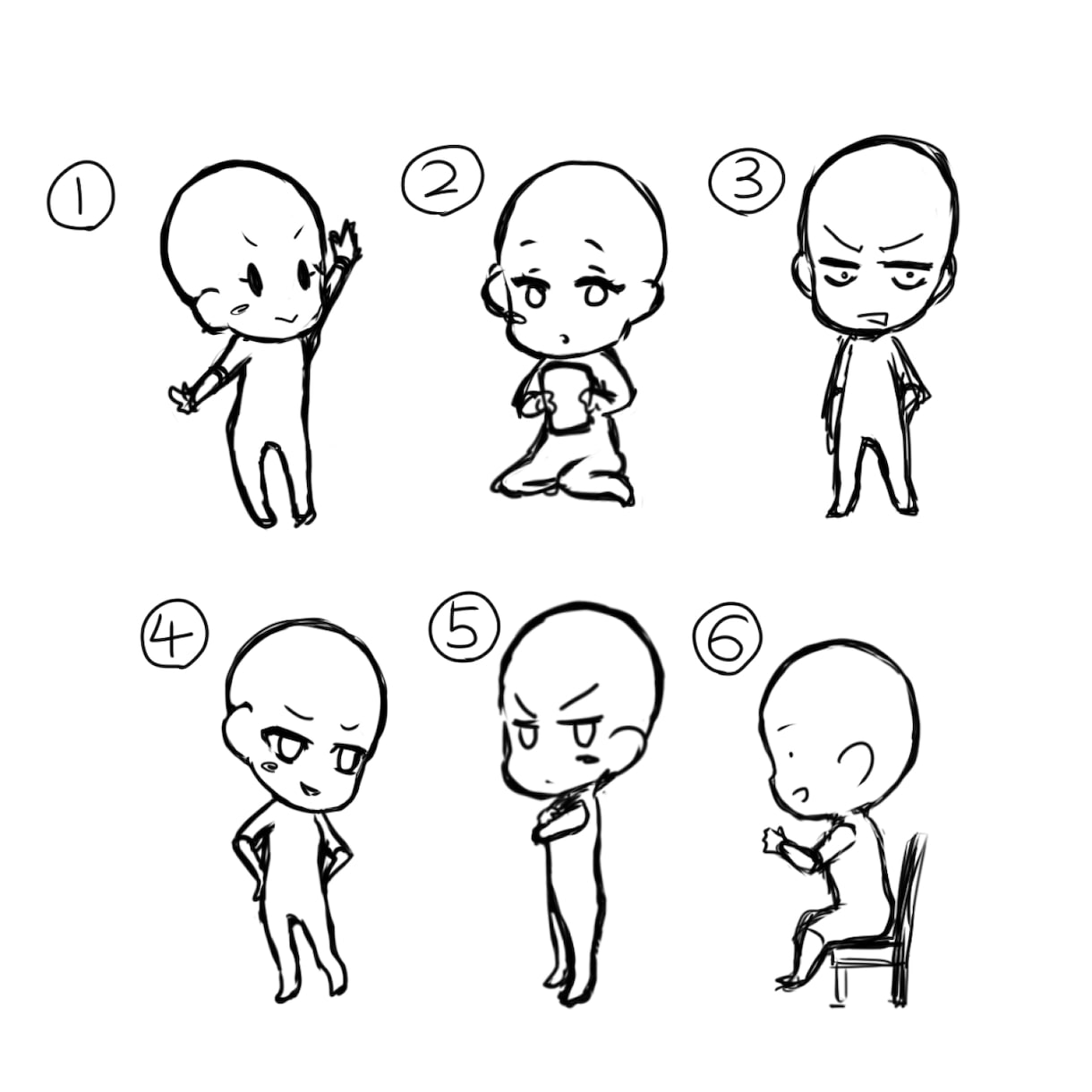 2〜3頭身デフォルメキャラ描きます 立ち絵制作、簡単なポーズ指定が可能です。 イメージ3
