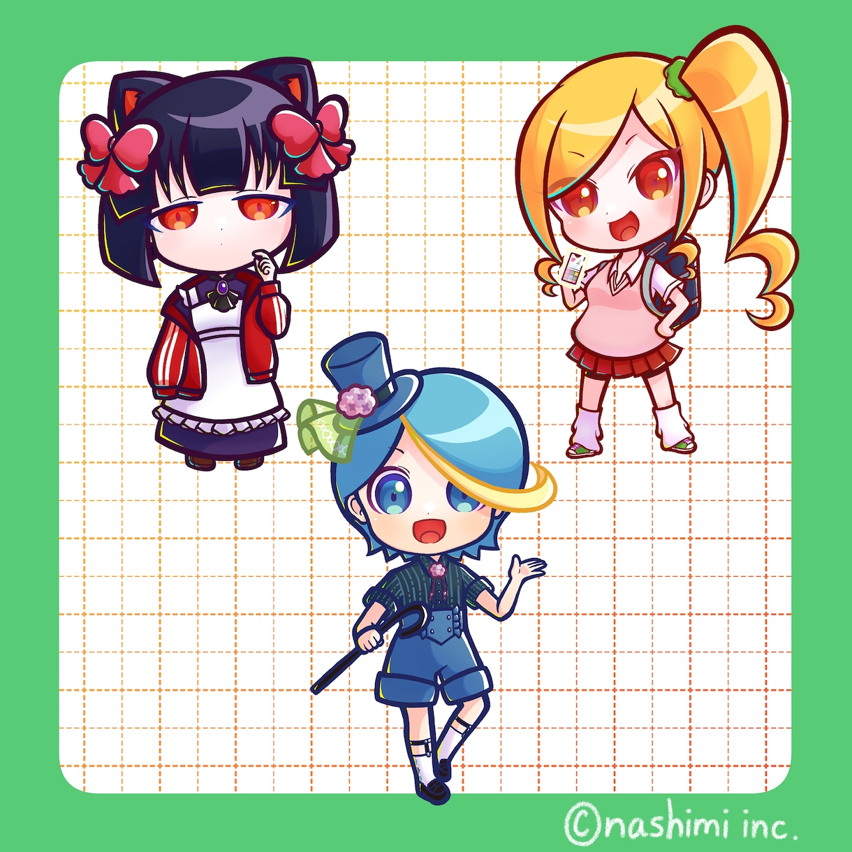 ポップで元気!!カラフルで可愛いミニキャラ描きます ステッカーやアクリルのグッズに最適。アイコン用も対応可能 イメージ4