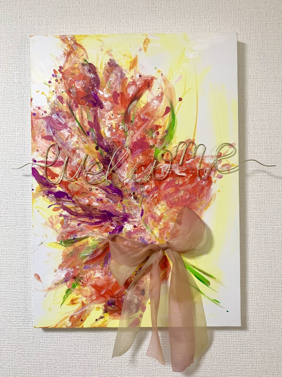 ブーケの絵画でウェルカムボード描きます 式当日使用のブーケを絵画にしたウェルカムボード！ イメージ3