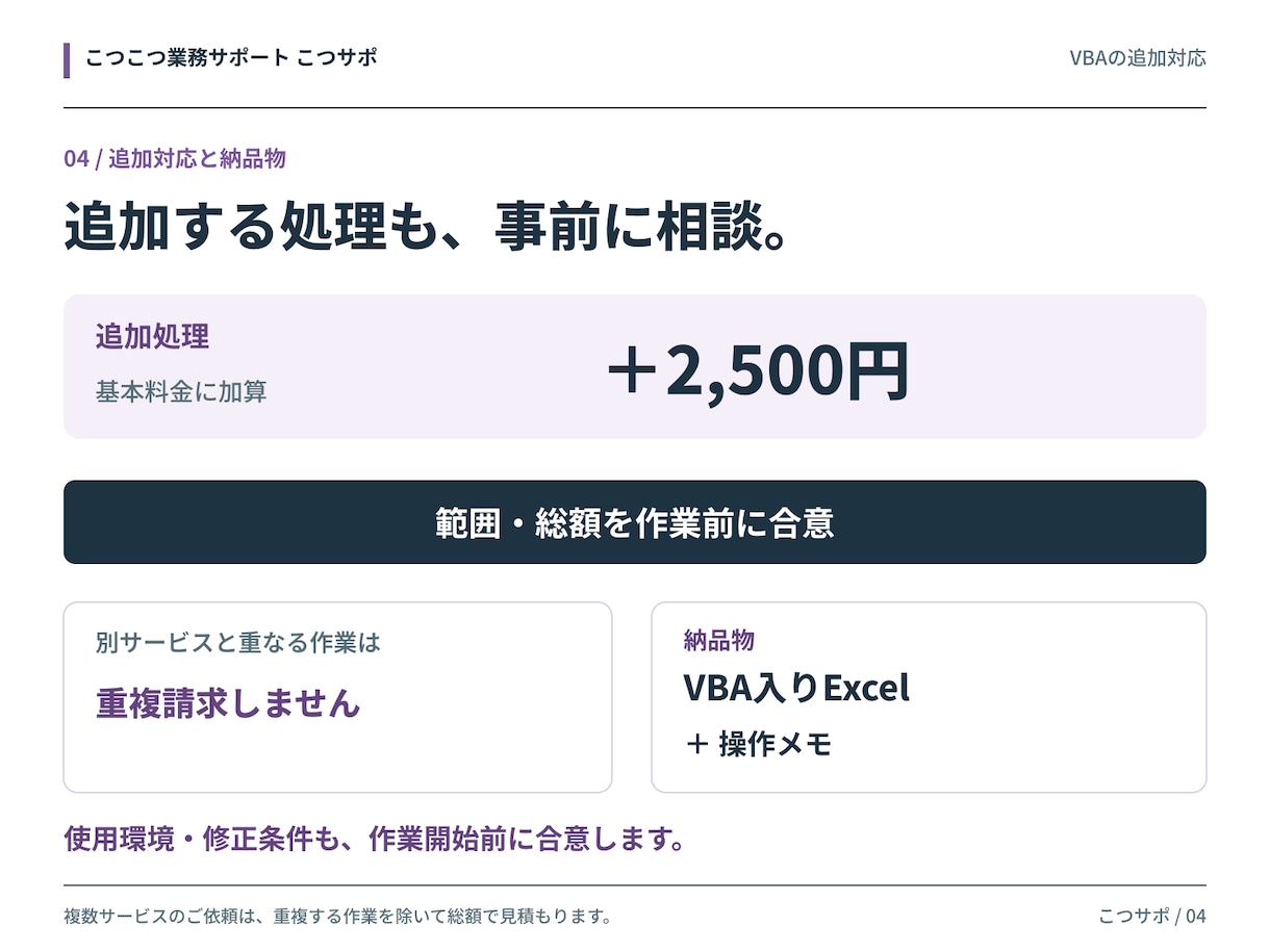 Excelの繰り返し作業をVBAで自動化します 1ブック・1〜2工程の小さな自動化を4,000円で イメージ4