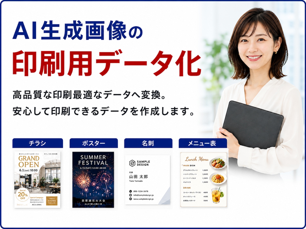 AI生成画像を印刷用データに丁寧に整えます ポスター・Tシャツ・グッズ制作に使いやすいデータへ調整します イメージ1