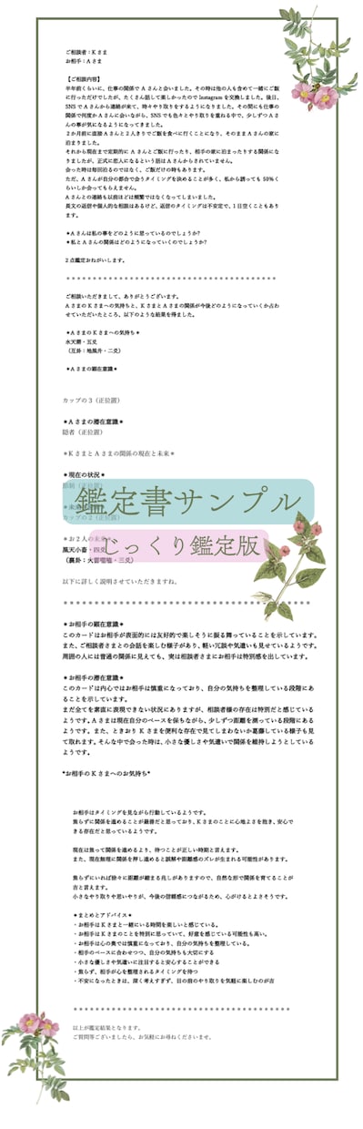 霊視×タロット【お相手の気持ち】と【未来】を占ます お得＊フォーカードで2人の本音・問題・未来の4項目を深層鑑定 イメージ2