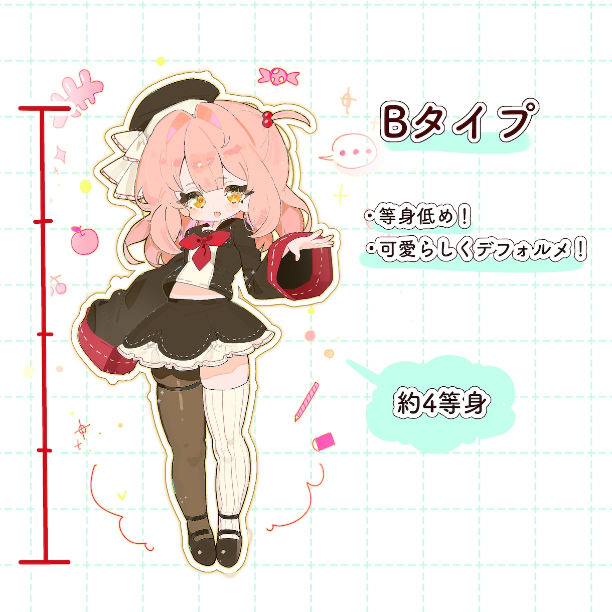 表情差分4種付き！立ち絵可愛く描きます 修正無制限＆キャラデザ対応も可能です！ イメージ3