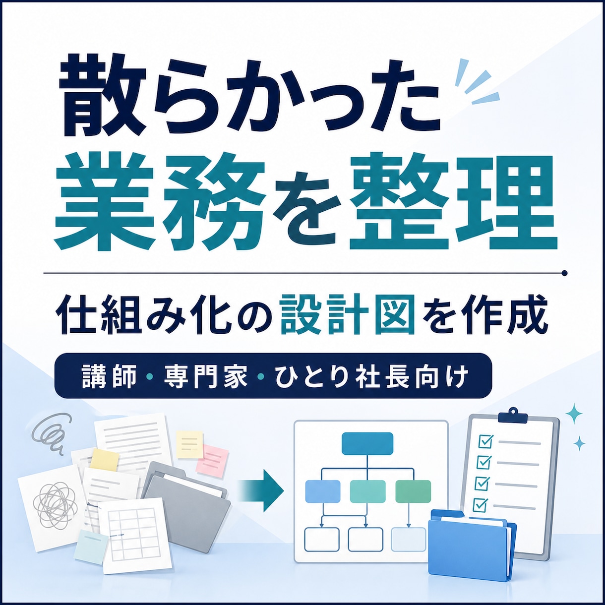 散らかった業務を整理し、仕組み化の設計図を作ります 個人事業主・ひとり社長向け｜手放す仕事と整える順番を見える化 イメージ1