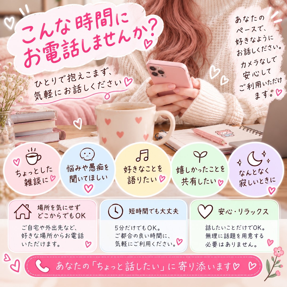 特別な話じゃなくてもお話聞きます 愚痴も雑談も大歓迎♡5分だけでも気軽にどうぞ イメージ5