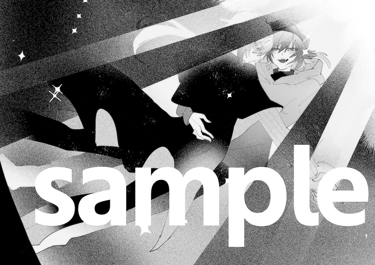 ストーリーを感じさせるモノクロイラスト描きます 短期で納品可能　ほんのりダークからポップまで幅広く イメージ4