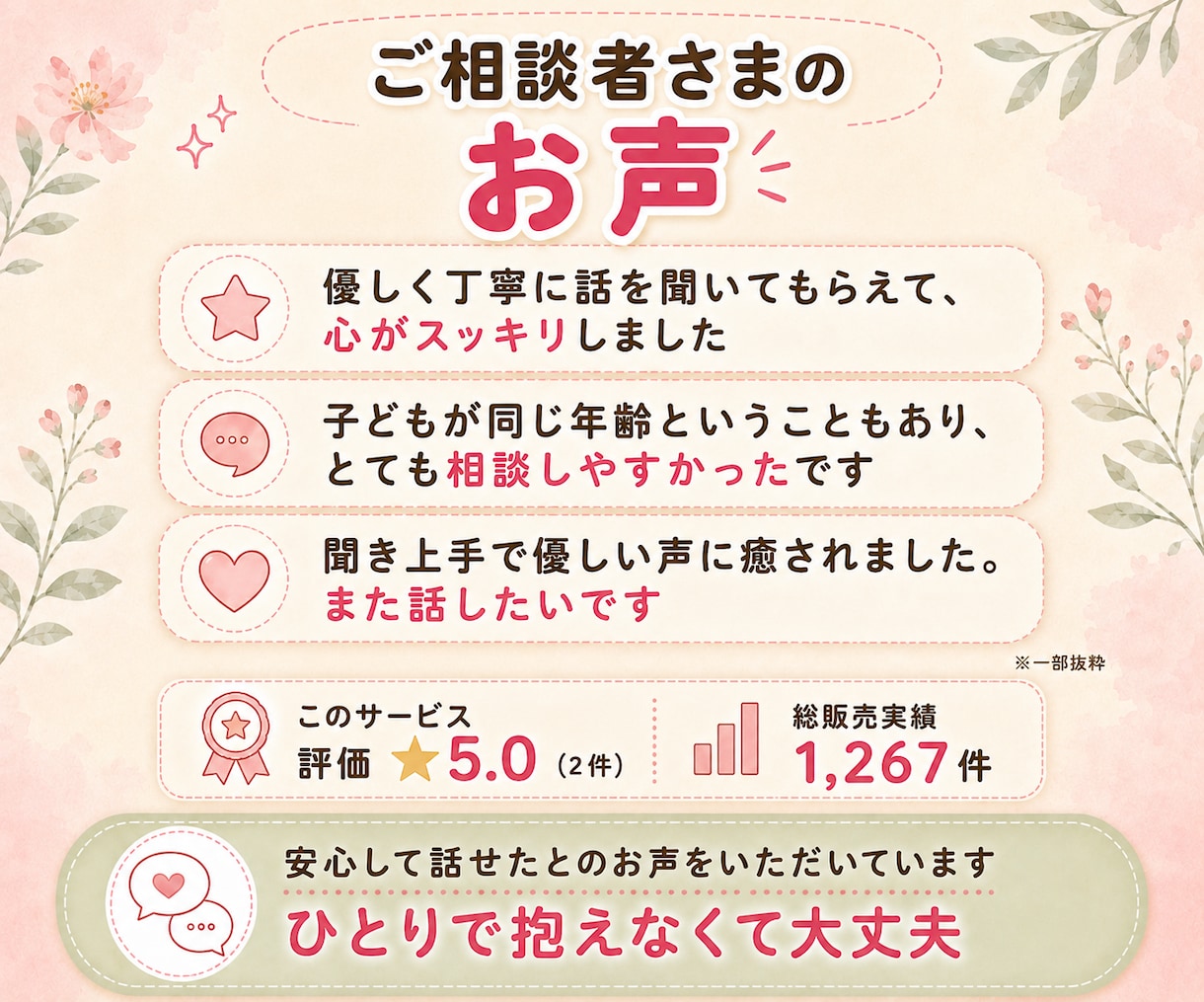ワンオペ育児の限界、不安や涙を優しく聞きます 子育て/鬱/夫婦/苦悩/愚痴/旦那/相談/産後うつ/義母 イメージ7
