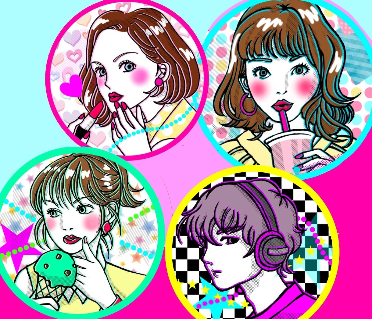 POPな色合いの似顔絵アイコンお描きします お仕事のシーンにも！お好きなカラーでパッと目をひくアイコンに イメージ9