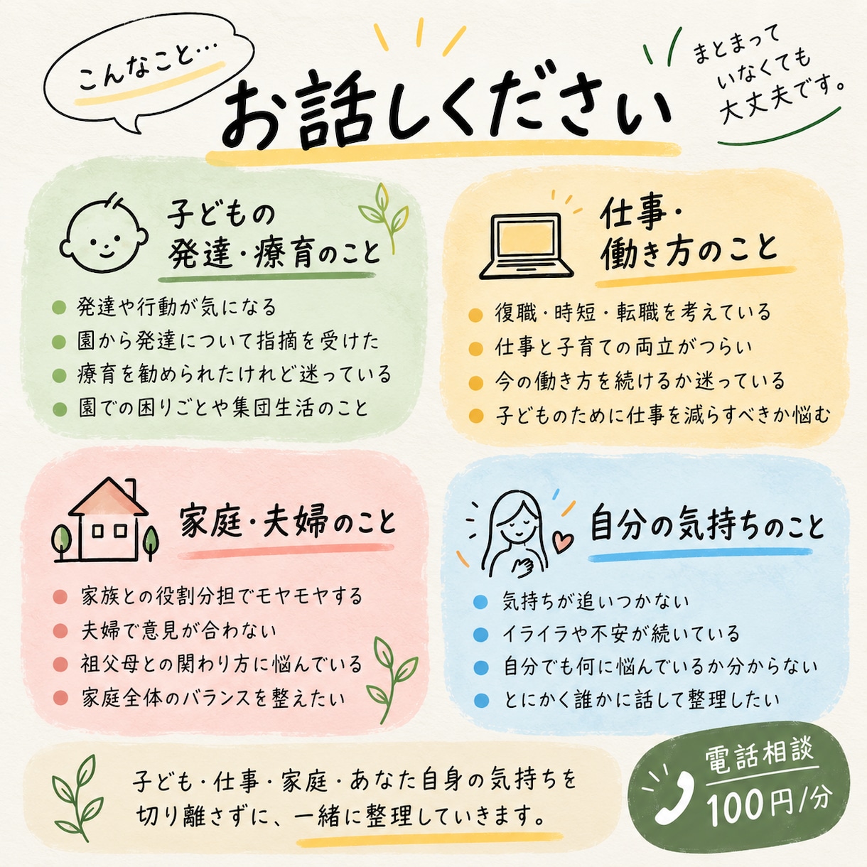 子どものことも仕事のこともお話し伺います 保育士×国家資格キャリコンが一緒に整理します イメージ2