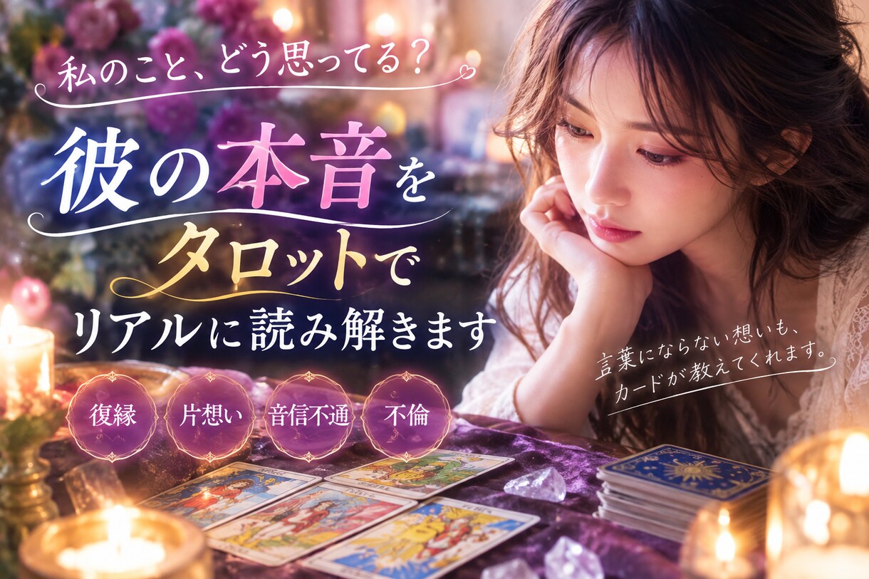 彼の今の気持ちをタロットでリアルに読み解きます 「私の事どう思ってる？」彼の本音をタロットで読み解きます イメージ1