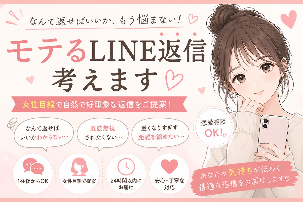 モテるLINE返信考えます 既読無視されないLINE返信、女性目線で作ります イメージ1