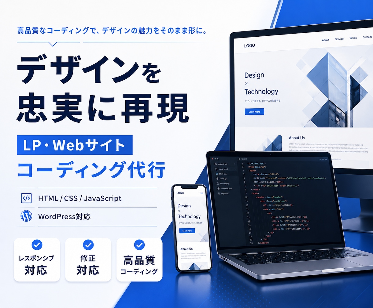 デザインを忠実再現！コーディング代行します 高品質なコーディングで、デザインの魅力をそのままブラウザへ イメージ1