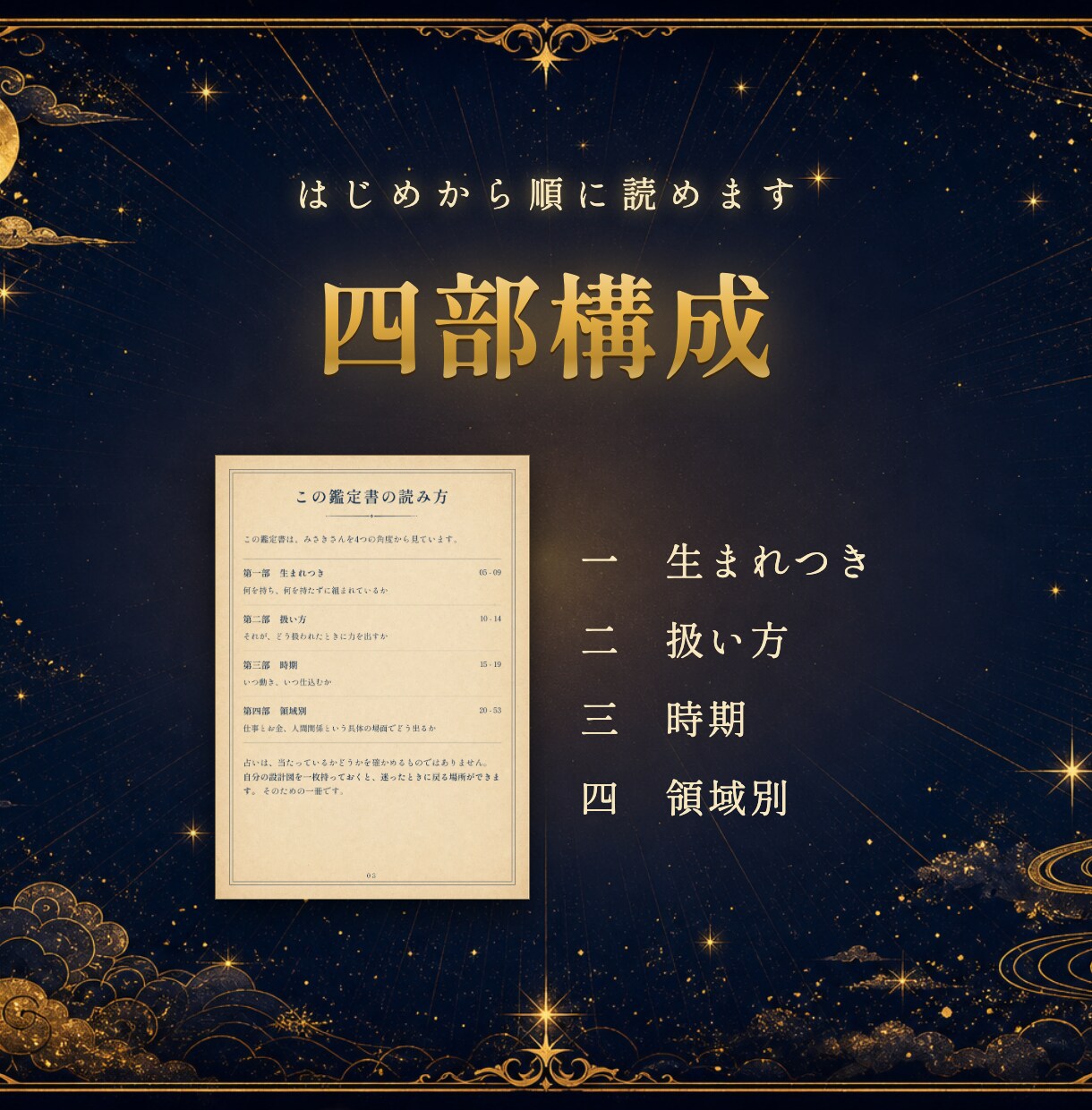 四柱推命であなたの取扱説明書を作ります 向き不向きも時期も、根拠つきの57〜59ページでお届けします イメージ6