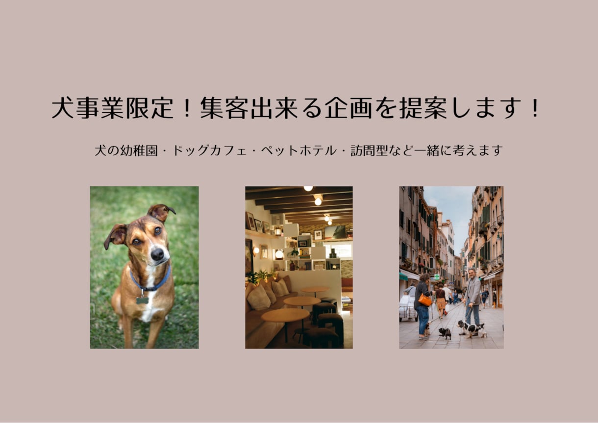 犬事業限定！集客出来る企画を提案します 犬の幼稚園・ドッグカフェ・ペットホテル・訪問型など考えます！ イメージ1