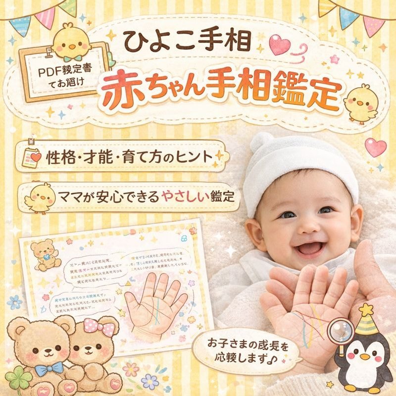 ひよこ手相｜赤ちゃんの才能と育て方がわかります ０～５才｜この子の「個性と伸ばし方」がわかるやさしい手相鑑定 イメージ2