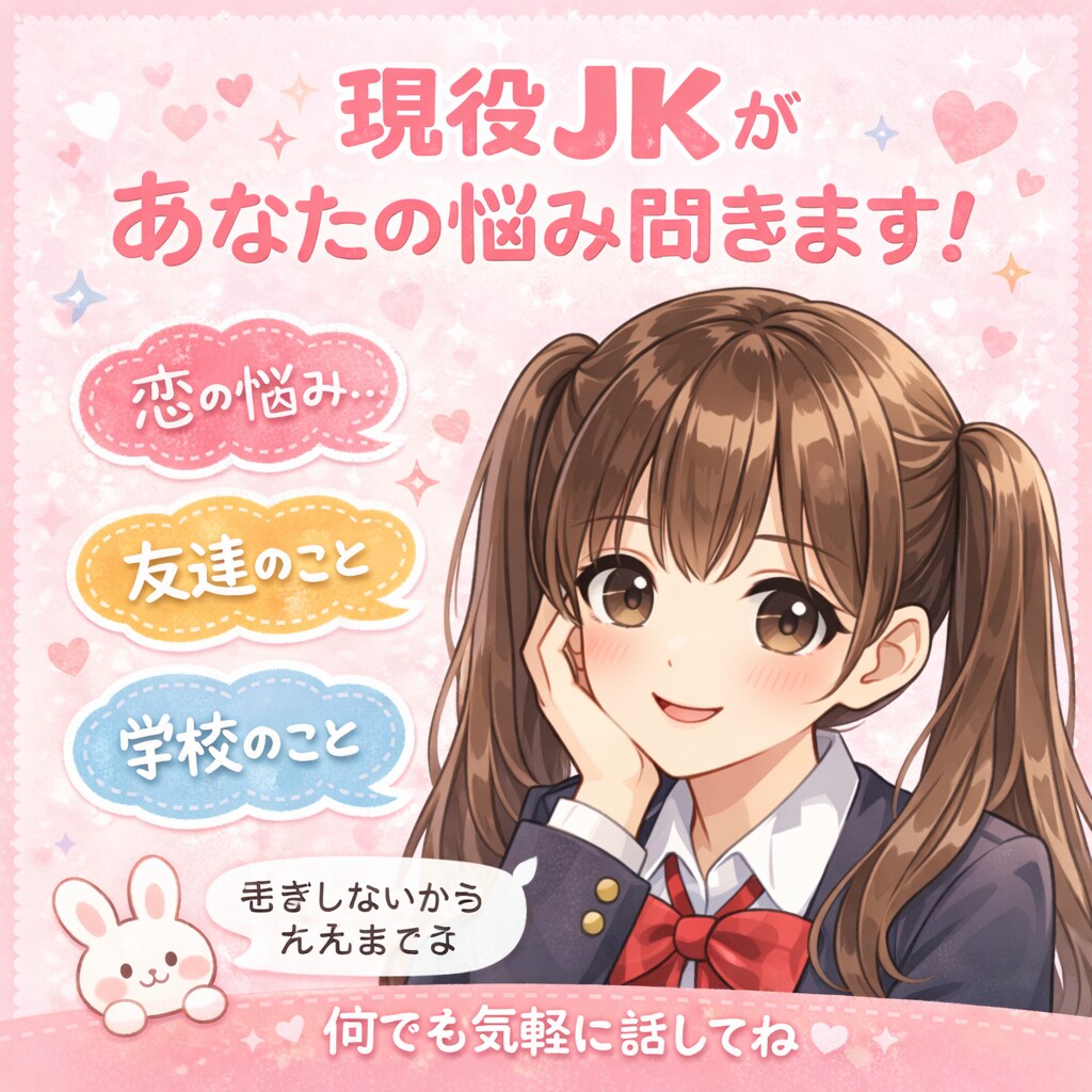 現役JKがあなたの悩み聞きます 友達感覚で大丈夫です♩愚痴、恋関係なんでも話してください:) イメージ1