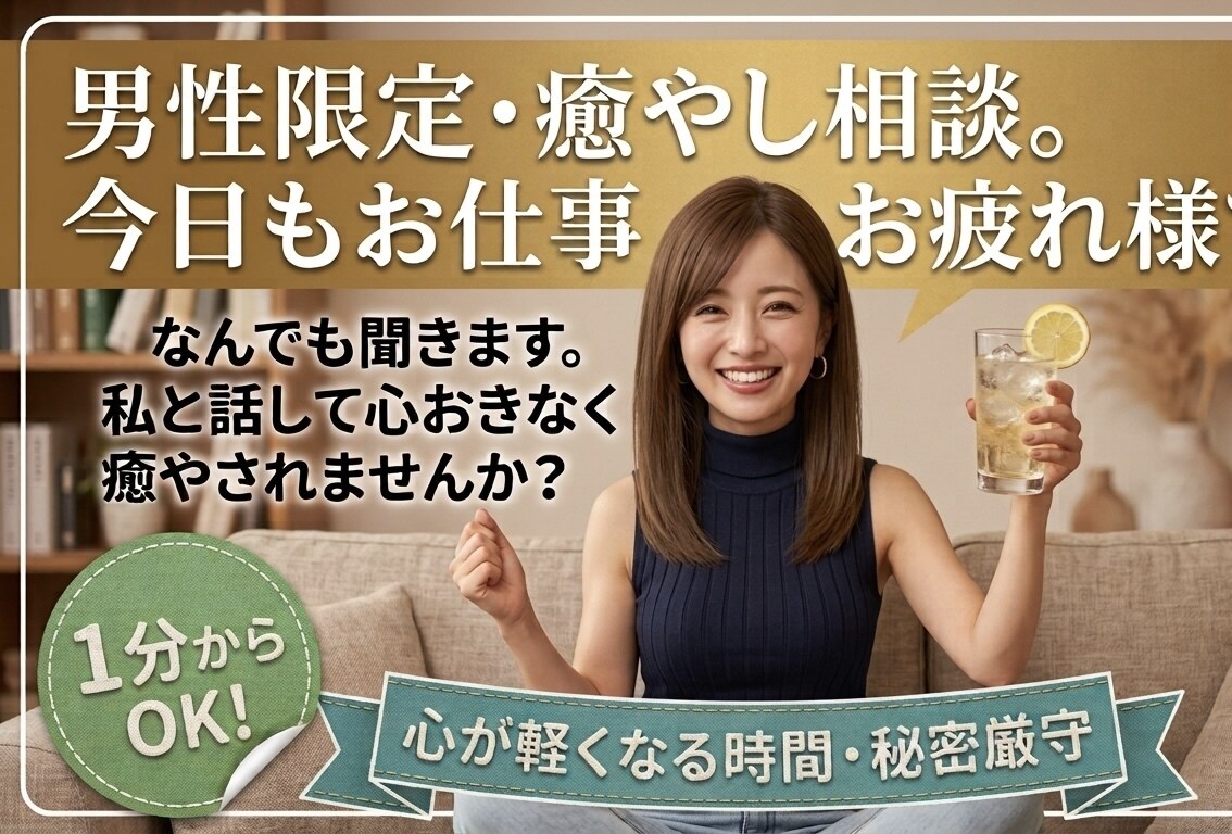 男性限定の癒やし時間♩一緒にかんぱーい！します 1日のおわりに労ってほしい✨まったり雑談しませんか✨ イメージ1
