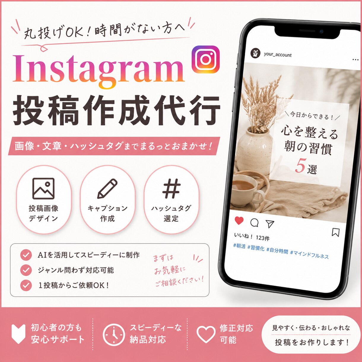 Instagram投稿作成代行します Instagram投稿作成代行（AI活用） イメージ1