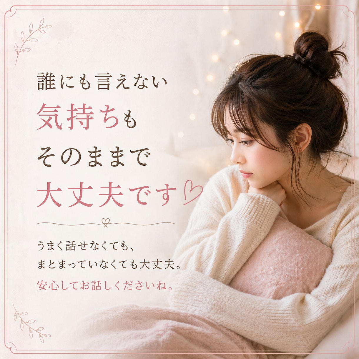 恋愛のモヤモヤを吐き出せる相談。優しくお聞きします 一人で抱え込まずに、ぜひご相談ください♪ イメージ2