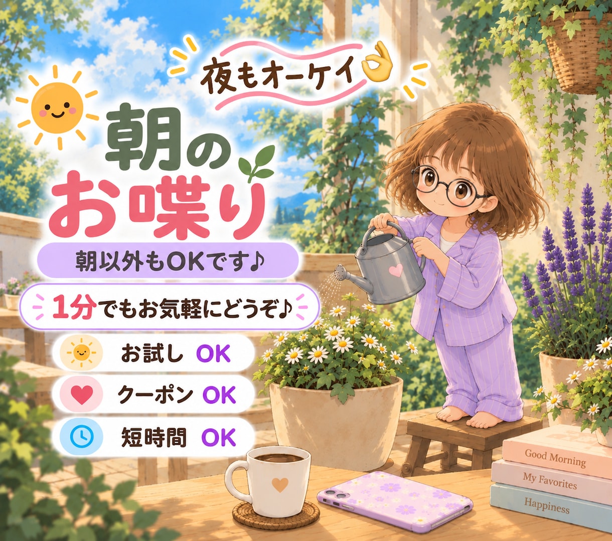 朝のお喋り〜1分からお話しできます なんとなく元気が出ない朝〜お喋りしてから1日を始めませんか？ イメージ1