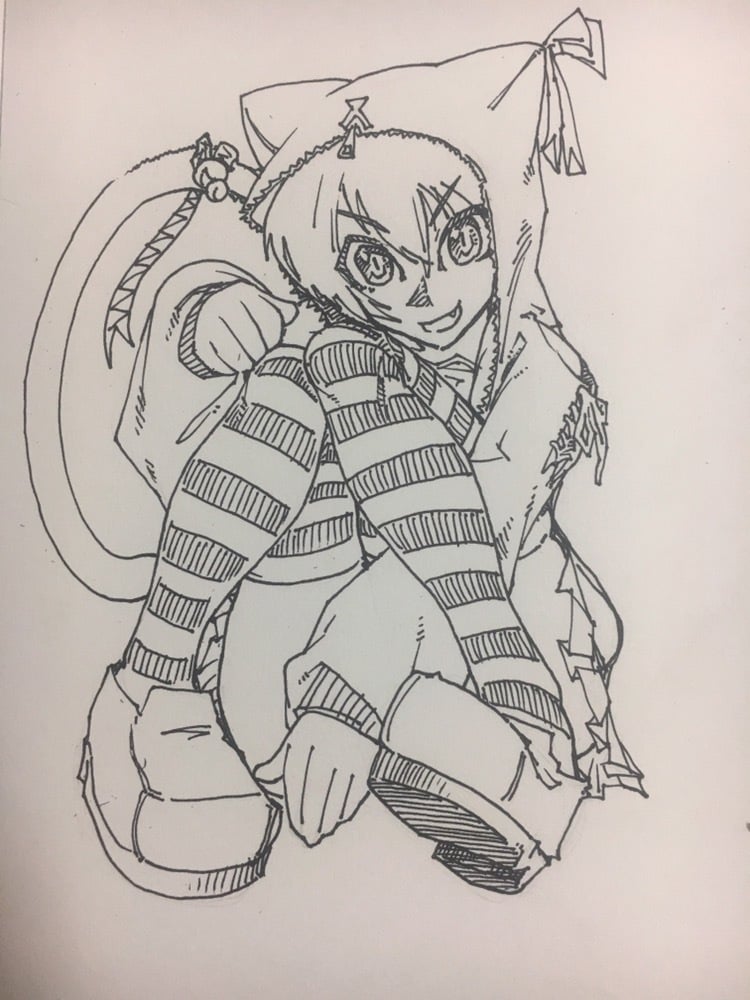 筆ペン又は筆ペン調のなんか絵+αを描きます 某アニメ会社の偉い人に勿体ないくらい面白い絵と評価頂きました イメージ7